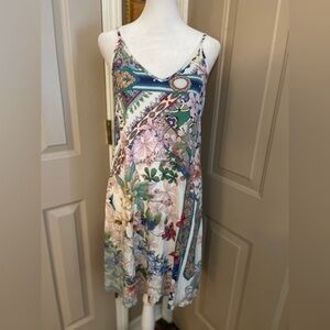 Johnny Was Pima cotton/modal strappy mixed floral slip sleep dress. Size S.